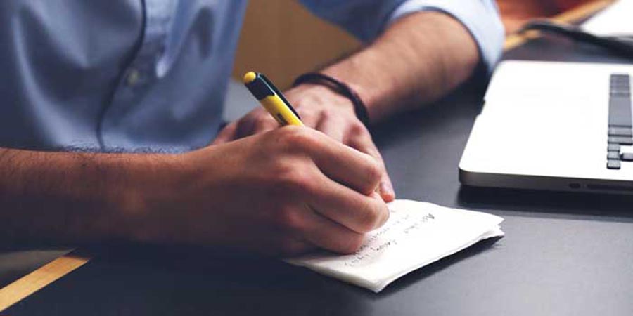 Writing on notepaper